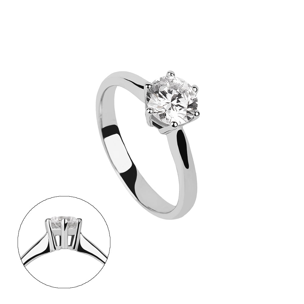 SOLITARIO ORO 18K. BLANCO CON DIAMANTE REF. 10S-100L-18K