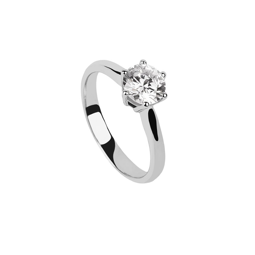 SOLITARIO ORO 18K. BLANCO CON DIAMANTE REF. 10S-100L-18K