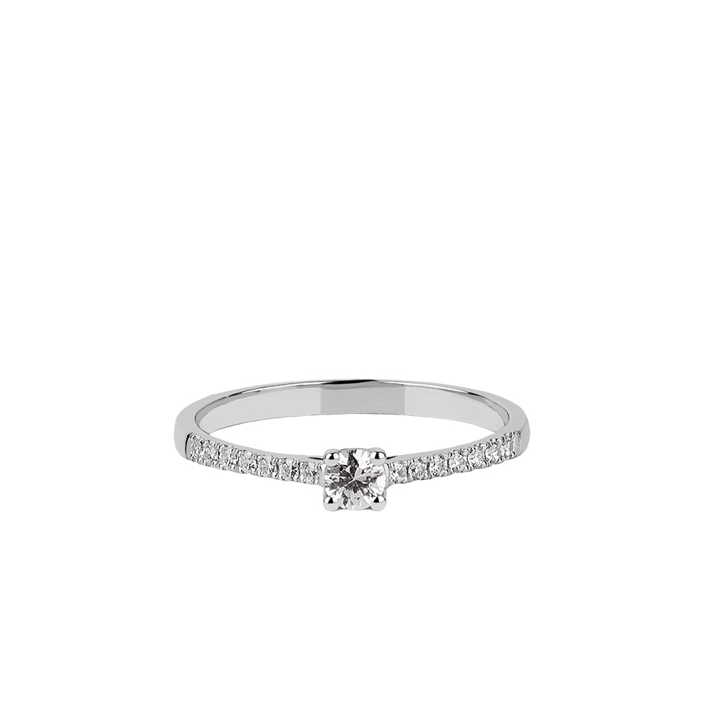 SOLITARIO ORO 18K. BLANCO CON DIAMANTES REF. 11S-015L-18K