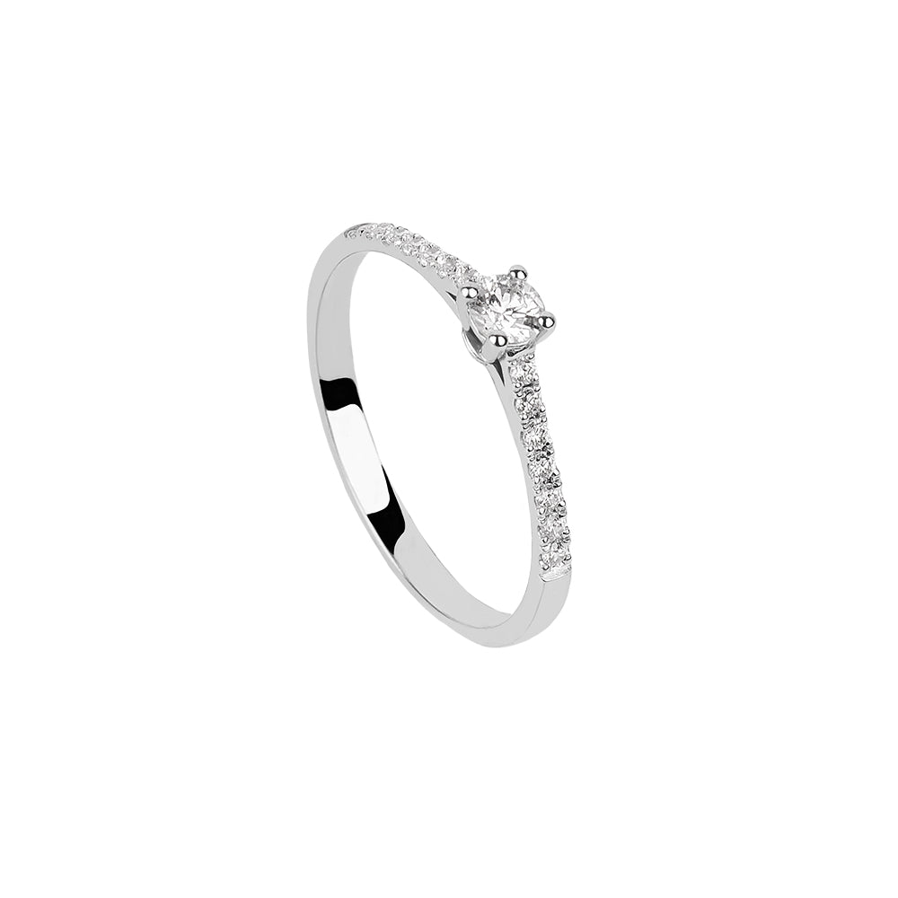 SOLITARIO ORO 18K. BLANCO CON DIAMANTES REF. 11S-015L-18K