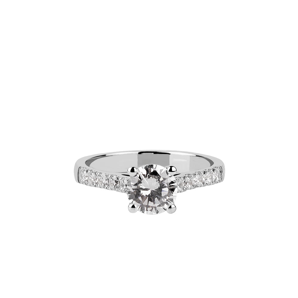 SOLITARIO ORO 18K. BLANCO CON DIAMANTE REF. 11S-100L-18K