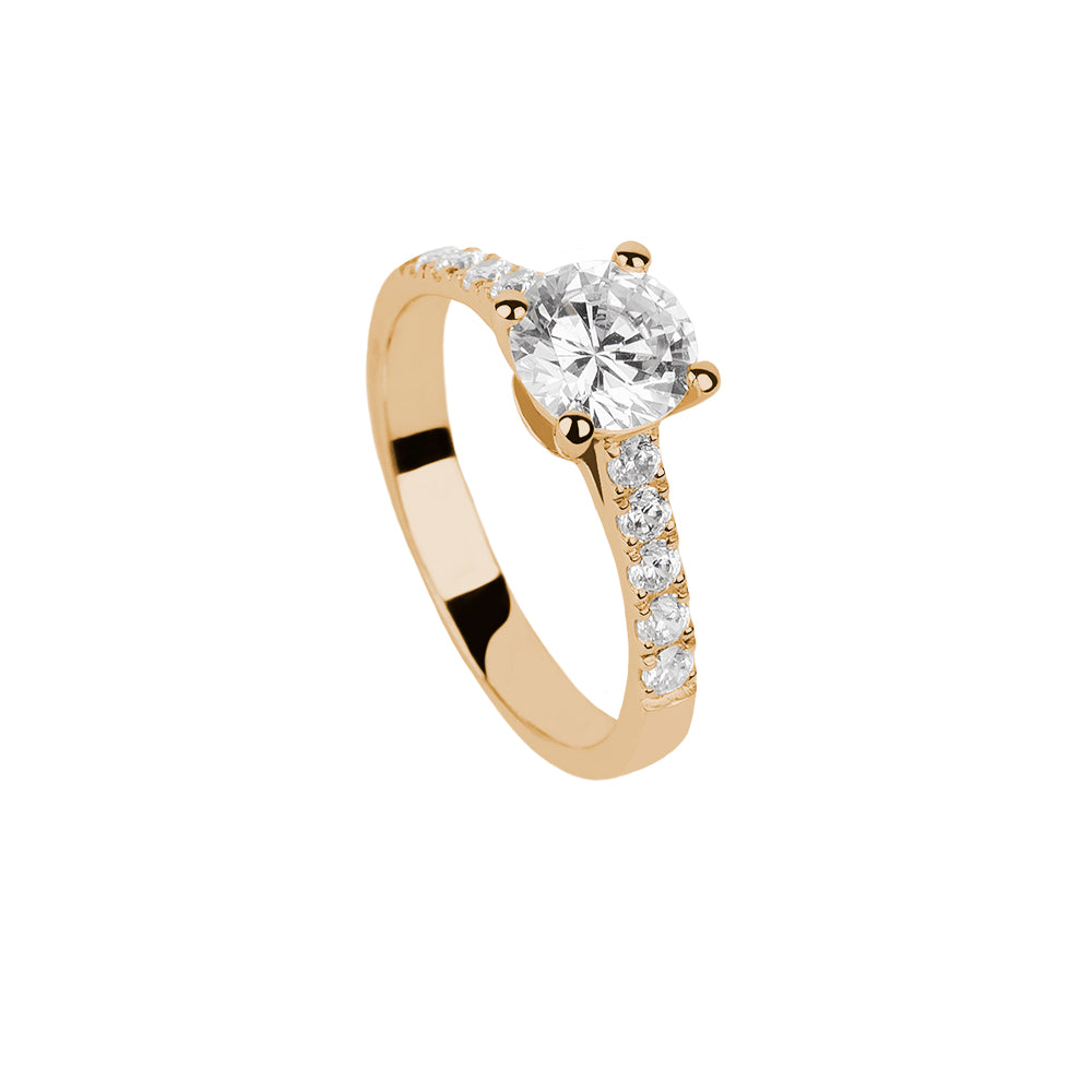 SOLITARIO ORO 18K. BLANCO CON DIAMANTE REF. 11S-100L-18K