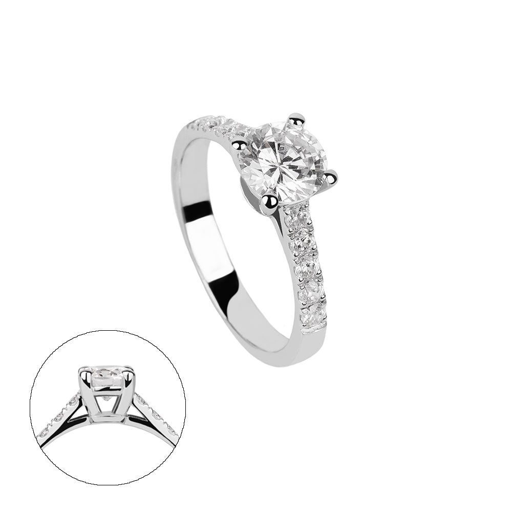 SOLITARIO ORO 18K. BLANCO CON DIAMANTE REF. 11S-100L-18K