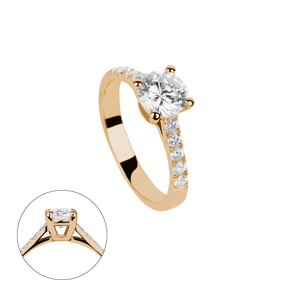 SOLITARIO ORO 18K. BLANCO CON DIAMANTE REF. 11S-100L-18K
