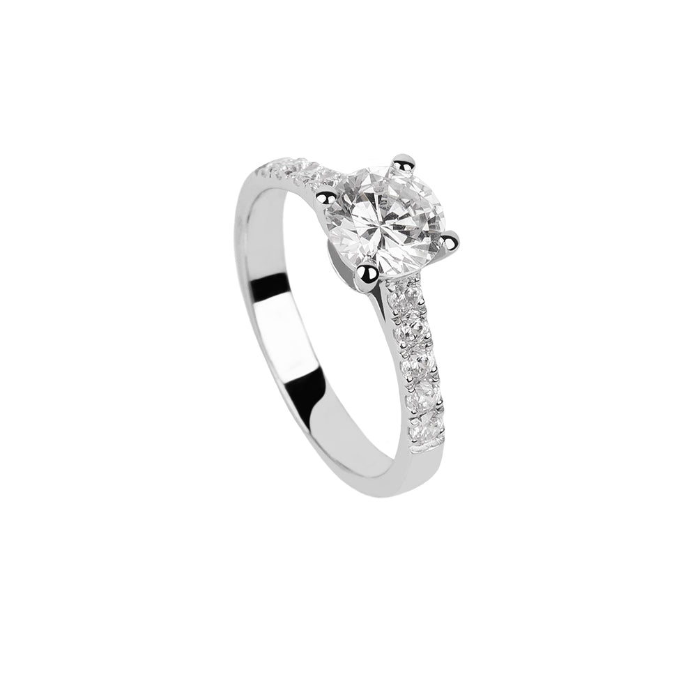 SOLITARIO ORO 18K. BLANCO CON DIAMANTE REF. 11S-100L-18K