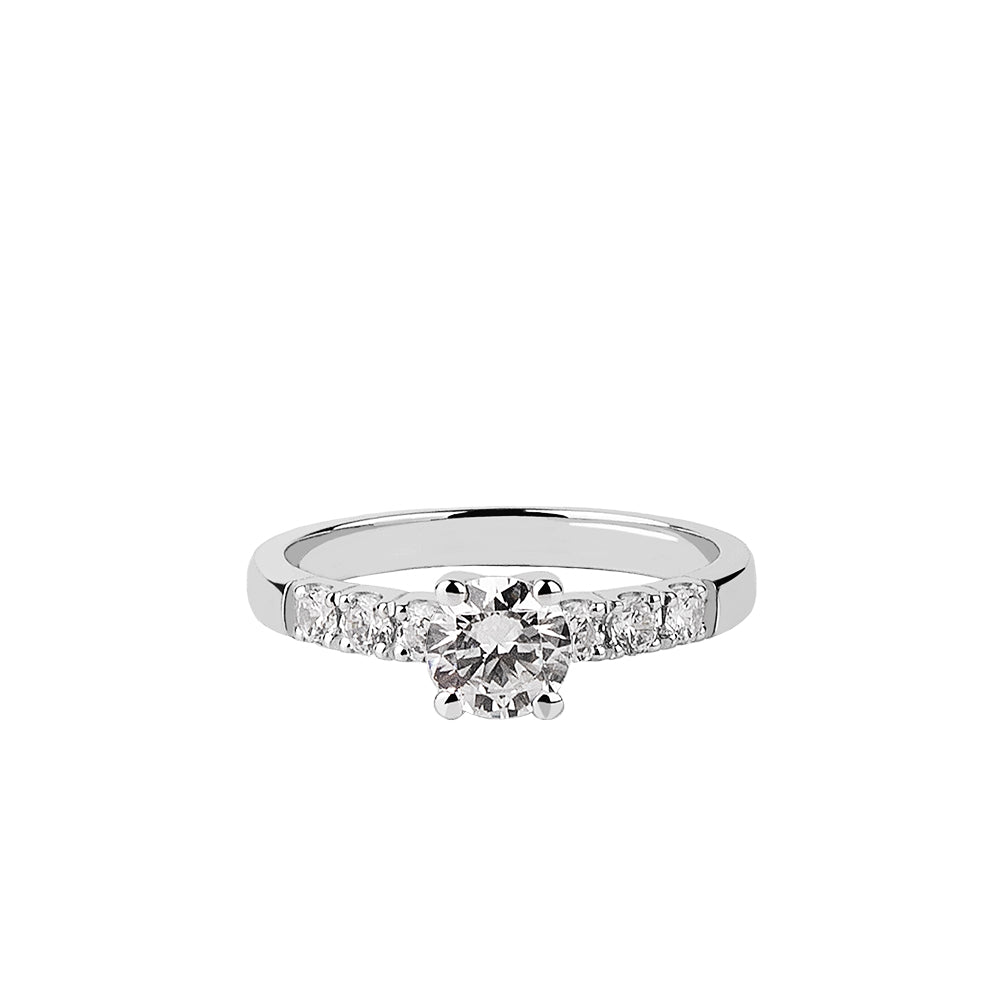 SOLITARIO ORO 18K. BLANCO CON DIAMANTE REF. 12S-050-18K