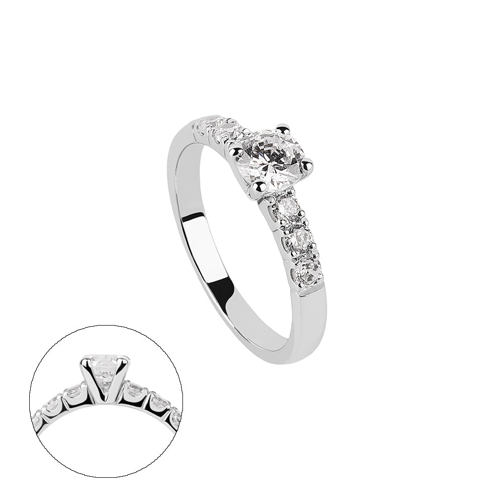 SOLITARIO ORO 18K. BLANCO CON DIAMANTE REF. 12S-050-18K