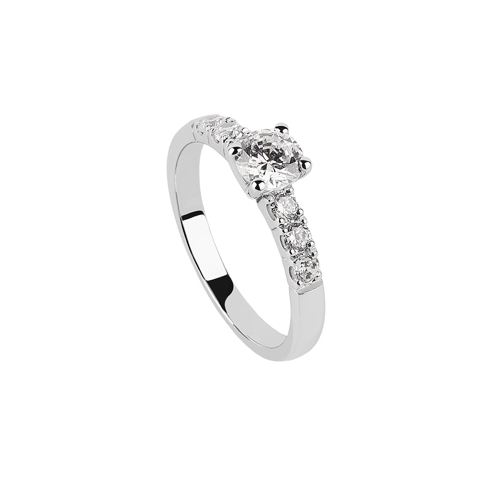 SOLITARIO ORO 18K. BLANCO CON DIAMANTE REF. 12S-050-18K