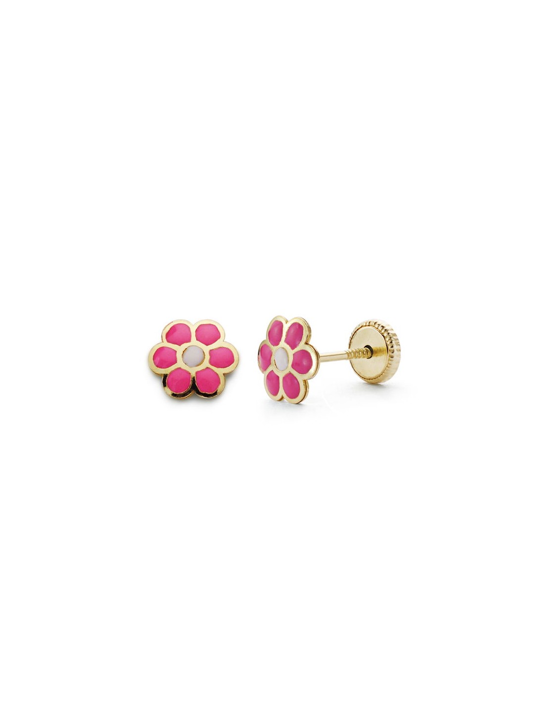 PENDIENTES FLOR DE ORO 18 KTS. Ref. PM-18541-RO