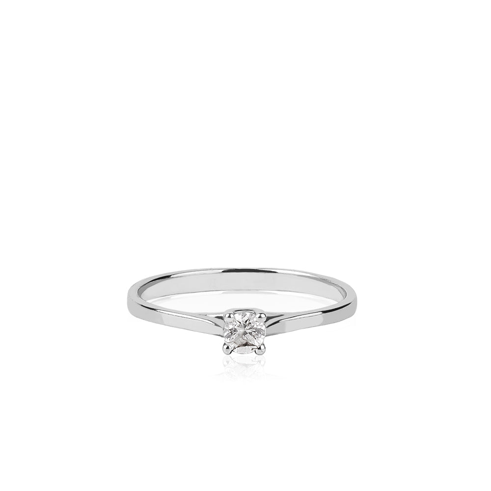 SOLITARIO ORO 18K. BLANCO CON DIAMANTE REF. 1S-015L-18K