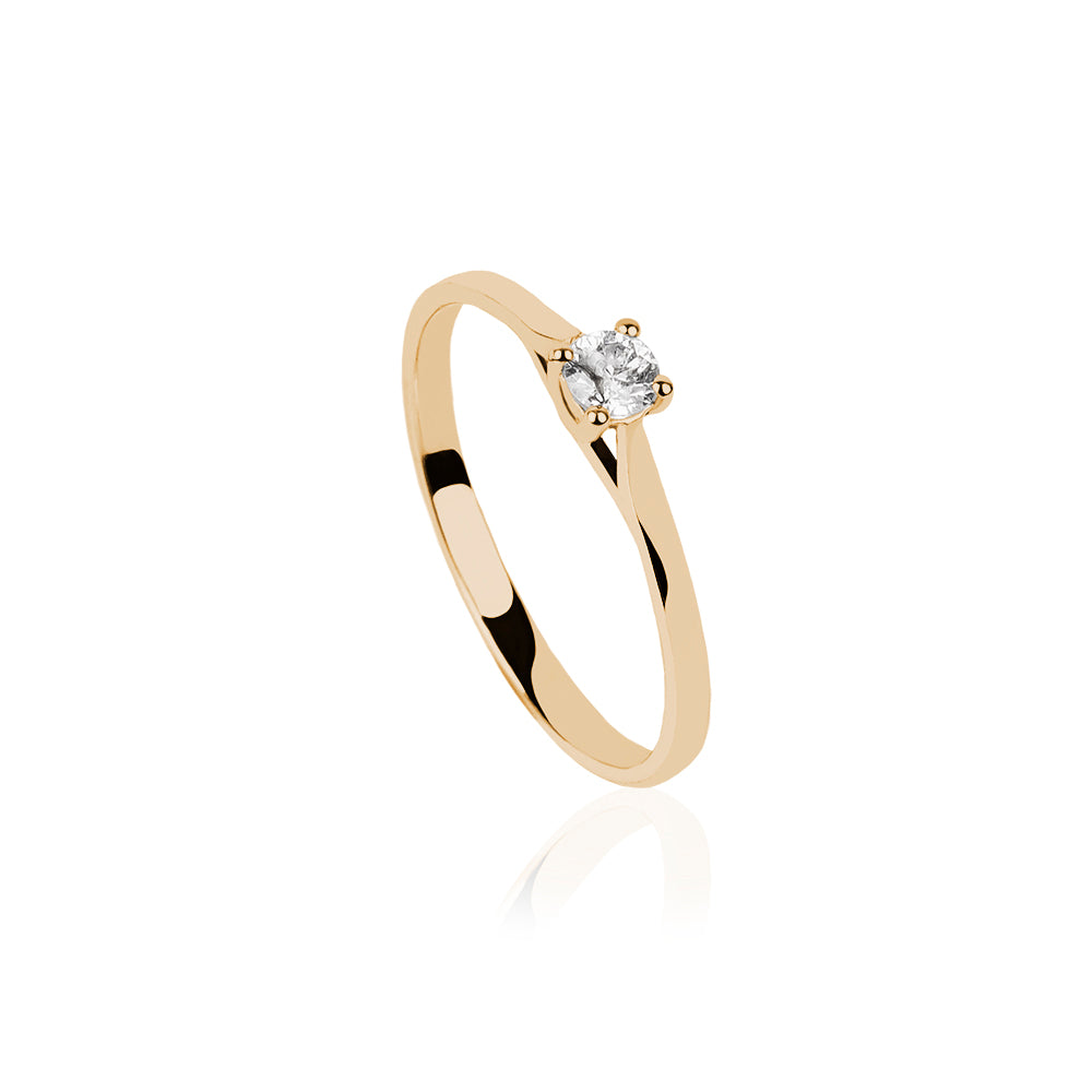 SOLITARIO ORO 18K. BLANCO CON DIAMANTE REF. 1S-015L-18K