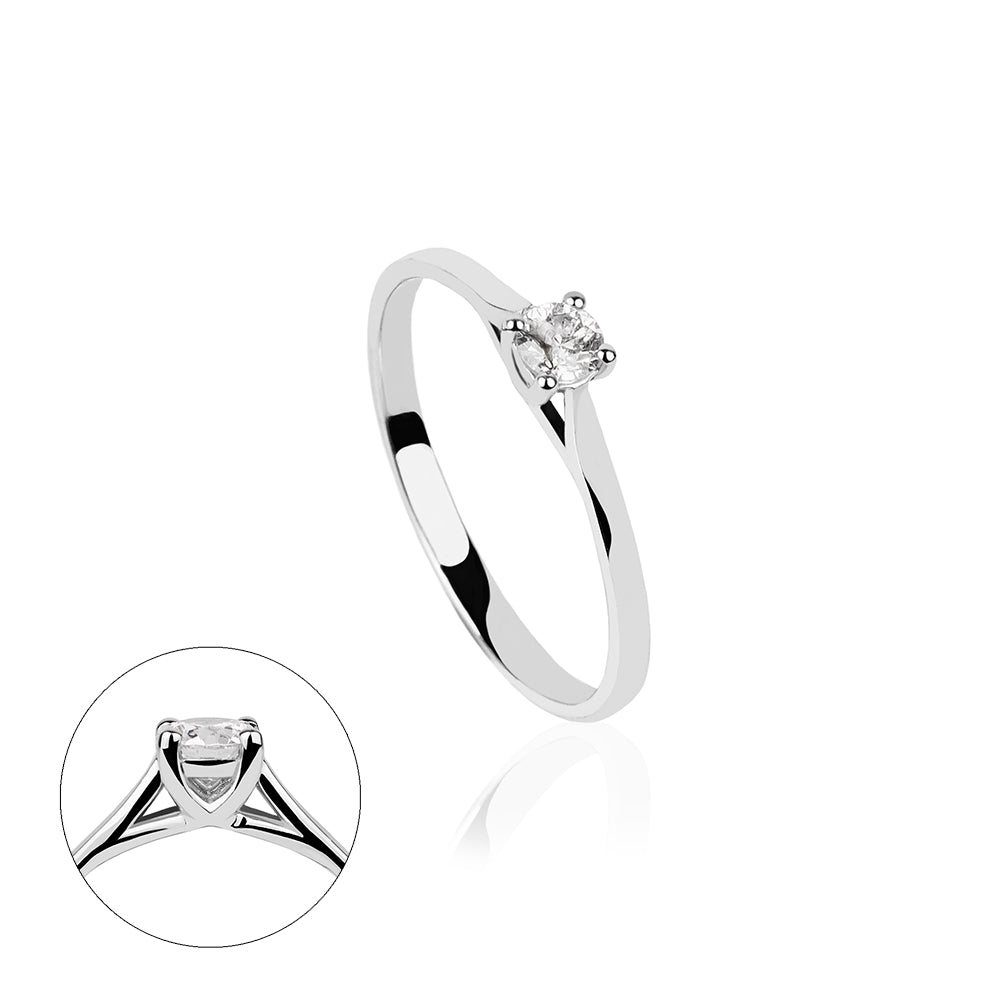 SOLITARIO ORO 18K. BLANCO CON DIAMANTE REF. 1S-015L-18K