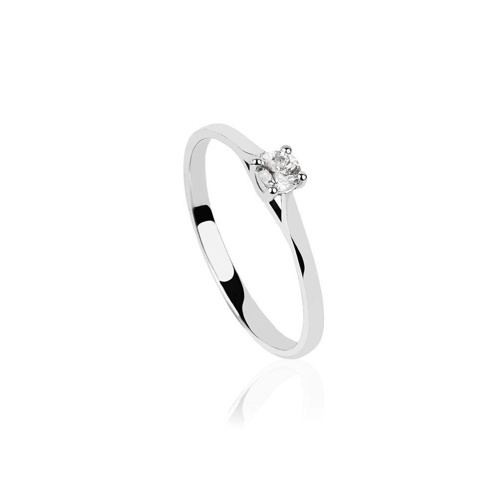 SOLITARIO ORO 18K. BLANCO CON DIAMANTE REF. 1S-015L-18K