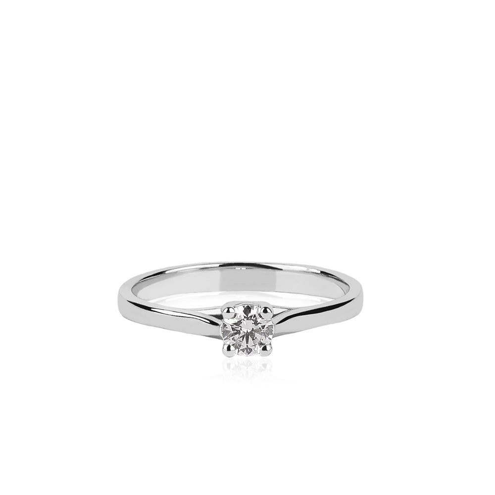 SOLITARIO ORO 18K. BLANCO CON DIAMANTE REF. 1S-025L-18K