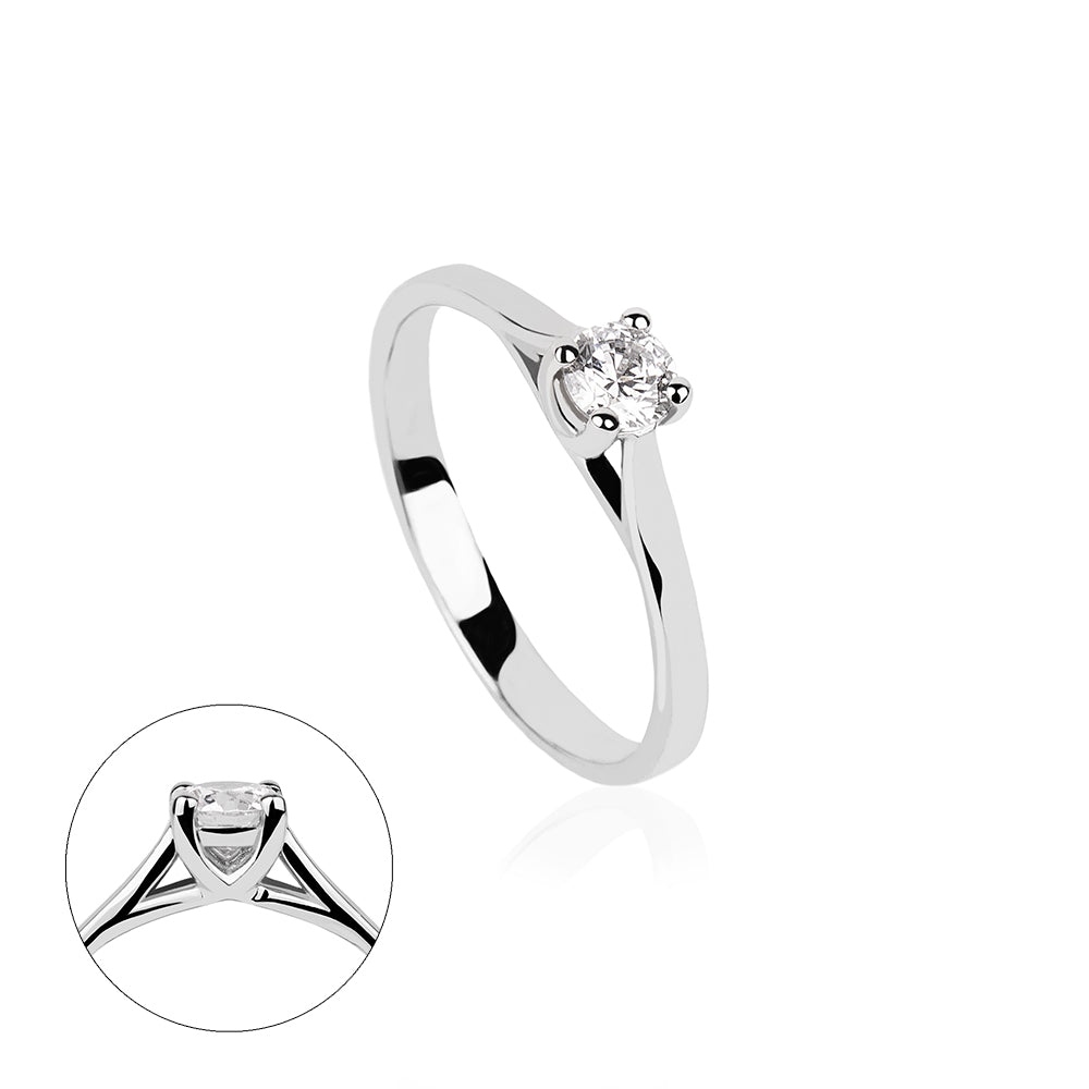 SOLITARIO ORO 18K. BLANCO CON DIAMANTE REF. 1S-025L-18K
