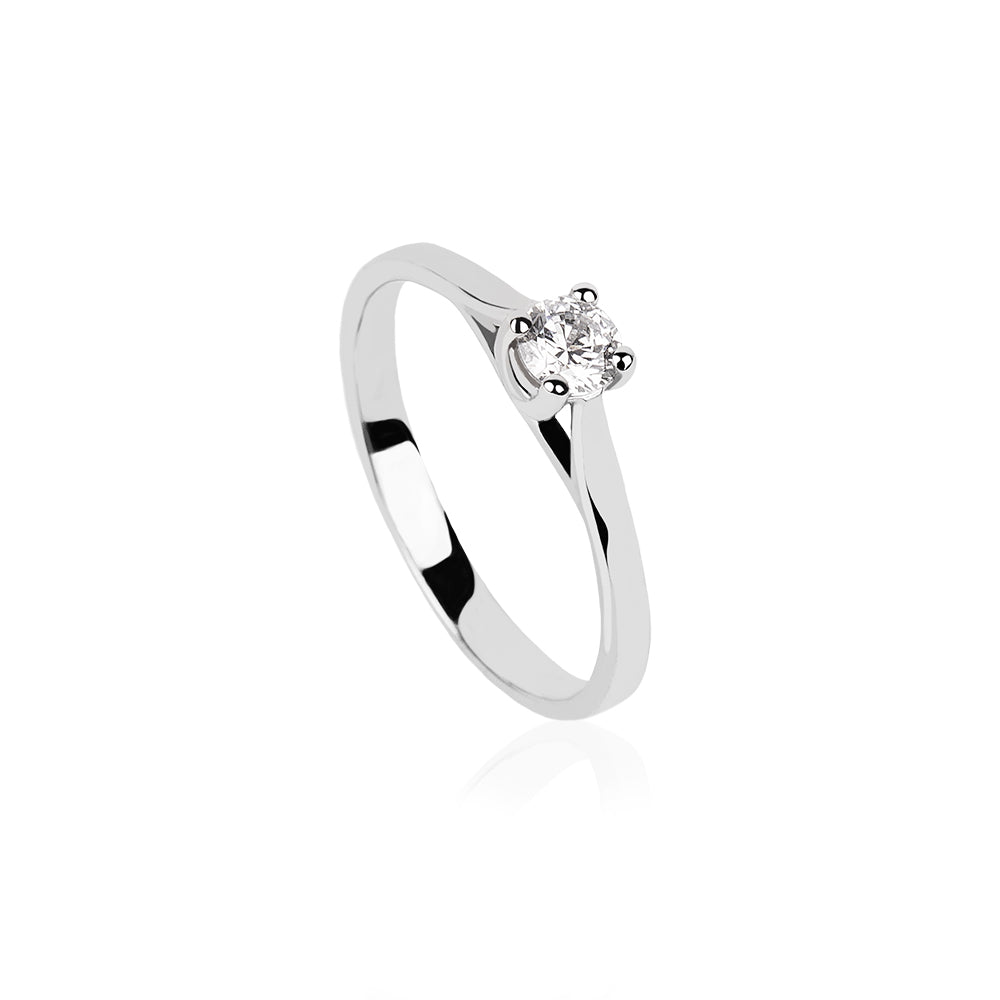 SOLITARIO ORO 18K. BLANCO CON DIAMANTE REF. 1S-025L-18K