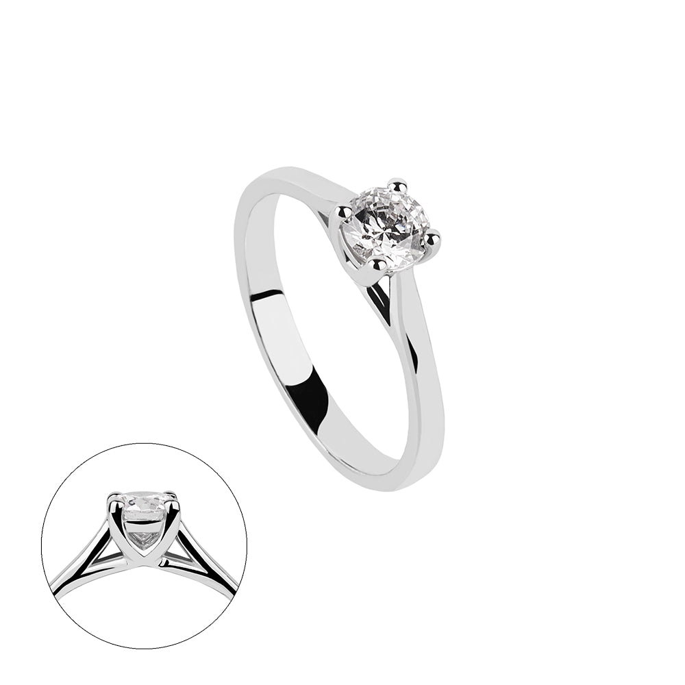 SOLITARIO ORO 18K. BLANCO CON DIAMANTE REF. 1S-050L-18K