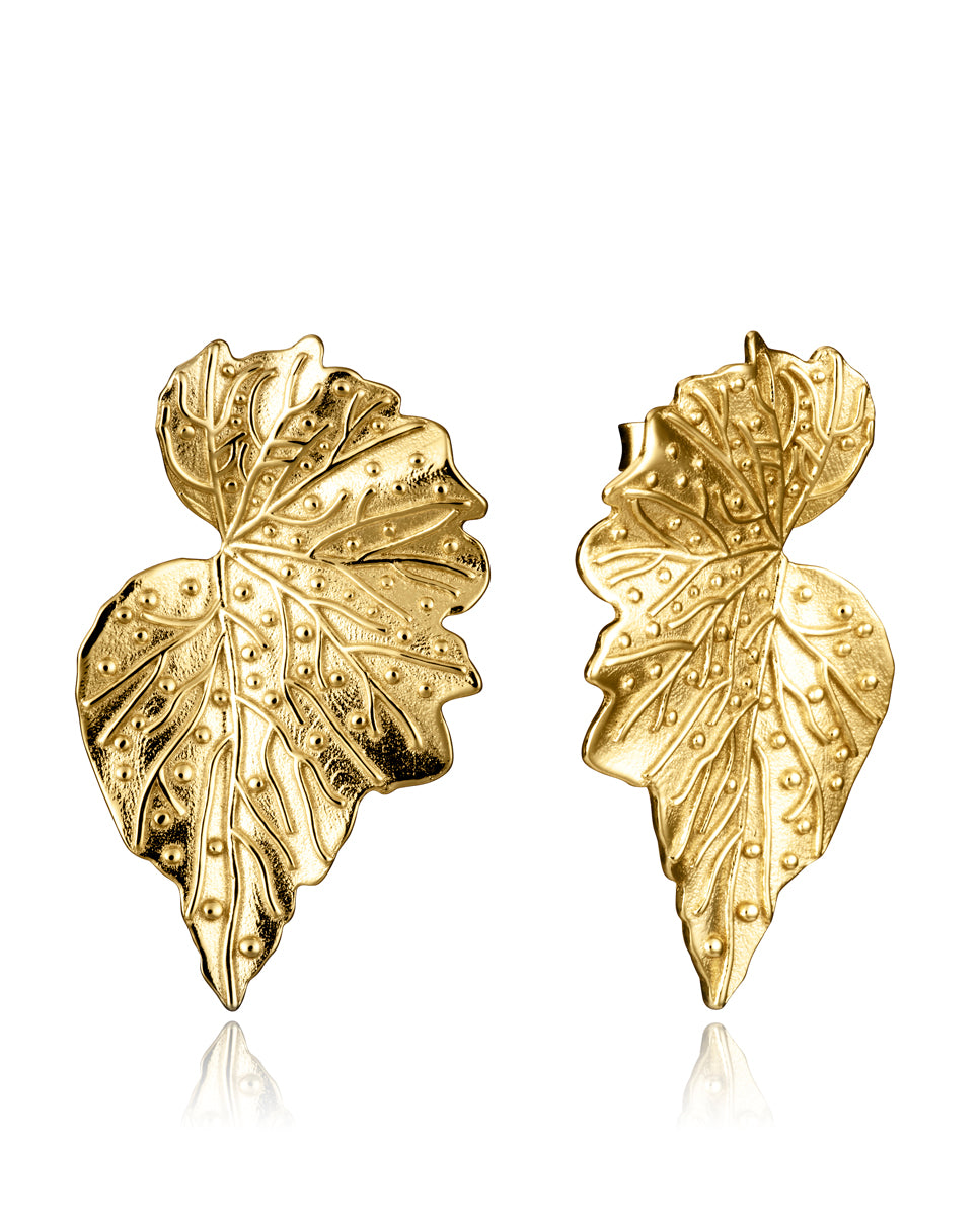 PENDIENTES VICEROY DE PLATA DE PRIMERA LEY CON BAÑO EN ORO Y FORMA DE HOJA. Ref. 2313E100-00