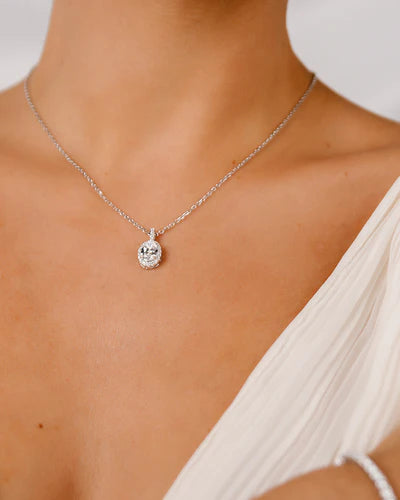 COLLAR BRILLIANT CUT EN PLATA DE LEY Y CIRCONITAS EXCELLENCE STAR CUT