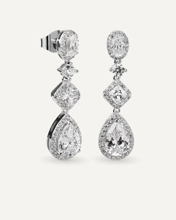 PENDIENTES BRILLIANT CUT EN PLATA DE LEY Y CIRCONITAS EXCELLENCE STAR CUT