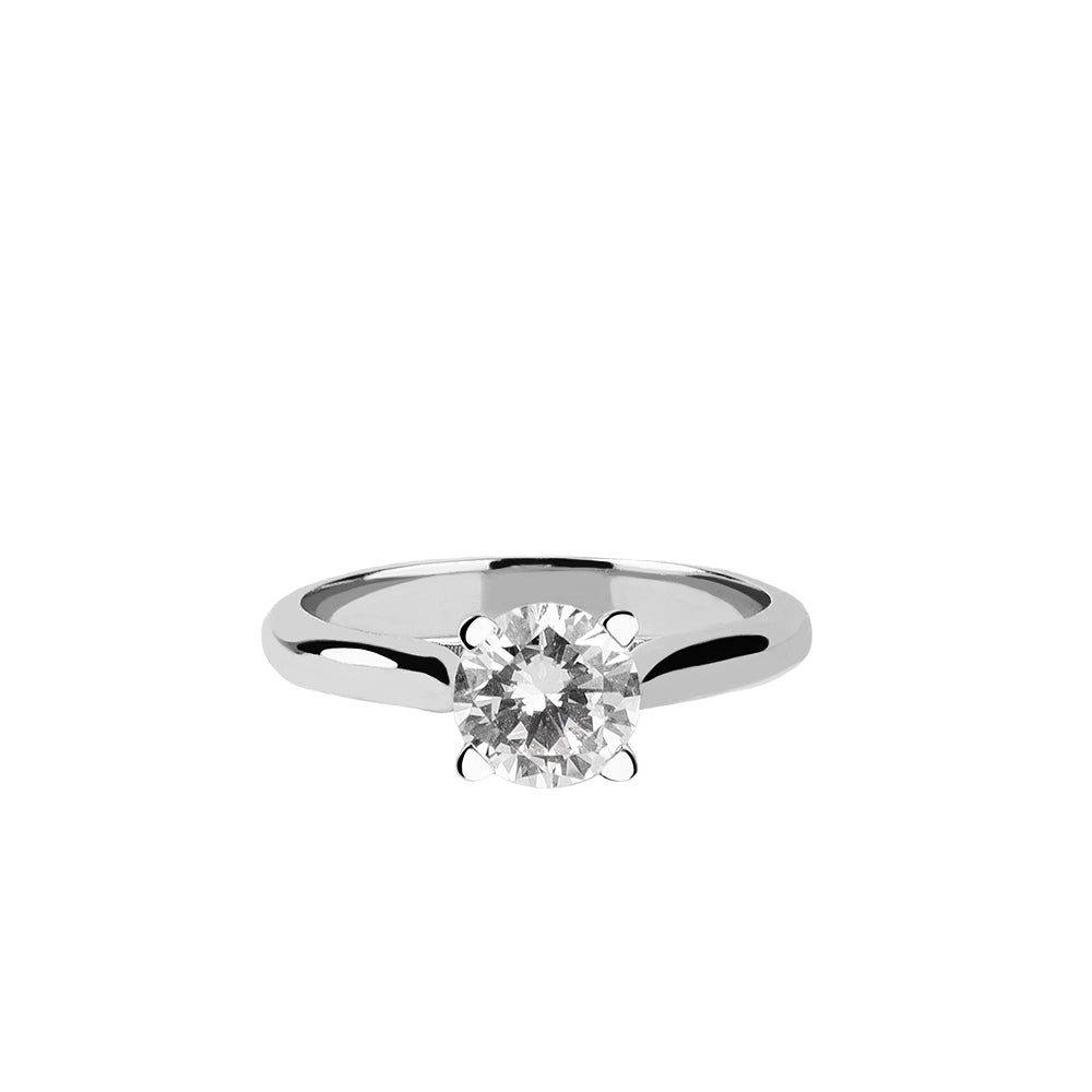 SOLITARIO ORO 18K. BLANCO CON DIAMANTE REF. 3S-100L-18K