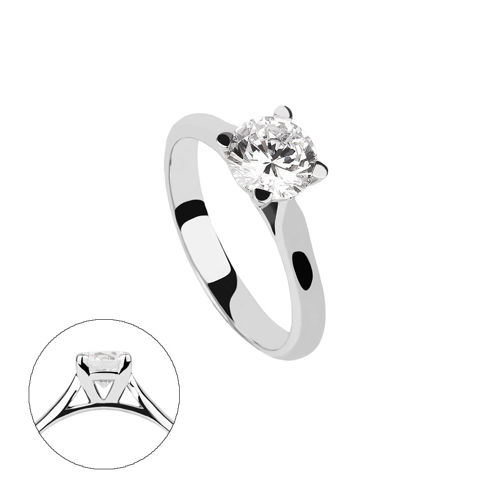 SOLITARIO ORO 18K. BLANCO CON DIAMANTE REF. 3S-100L-18K