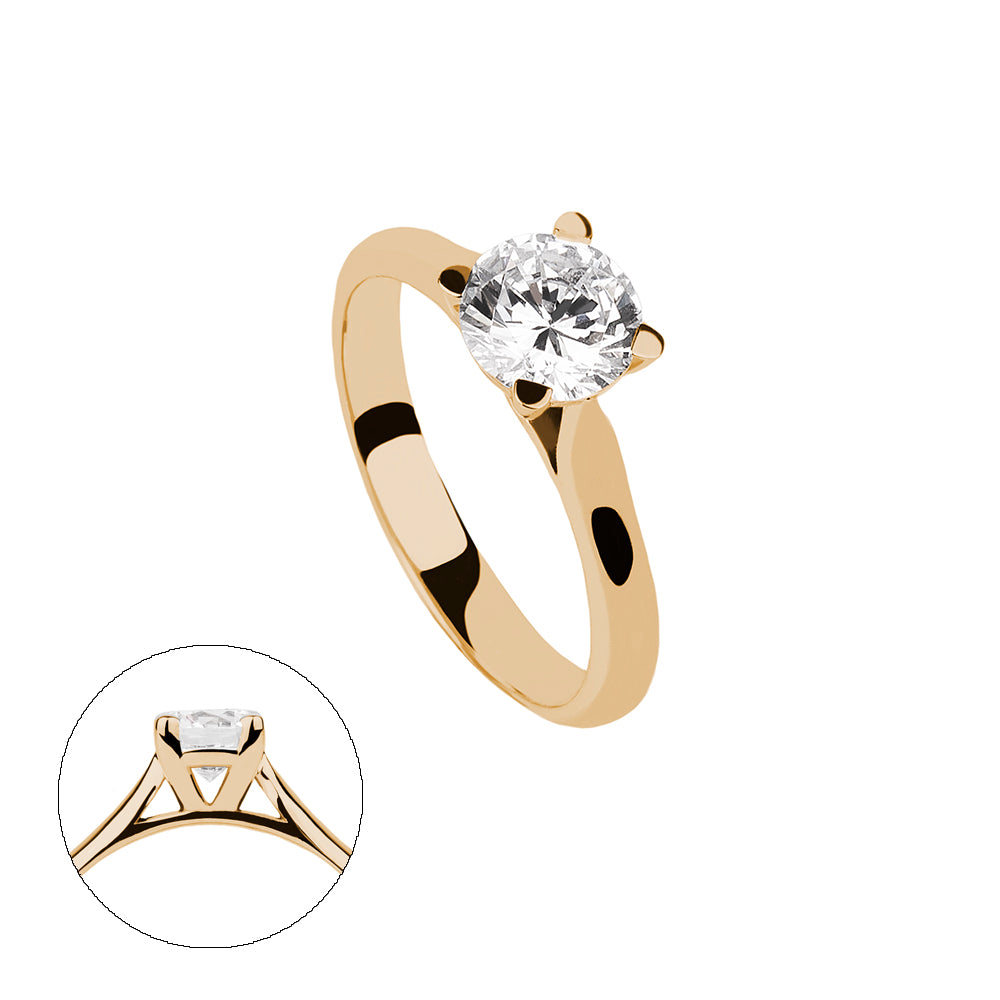 SOLITARIO ORO 18K. BLANCO CON DIAMANTE REF. 3S-100L-18K