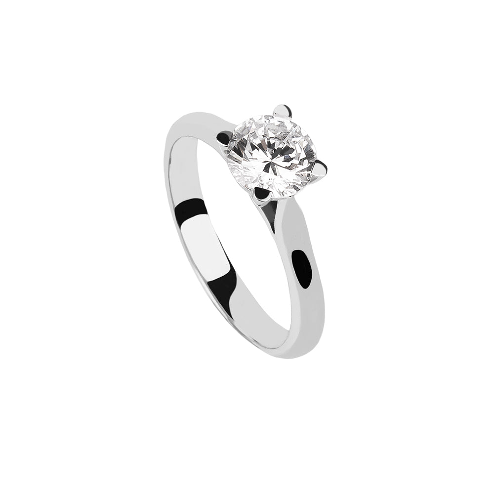 SOLITARIO ORO 18K. BLANCO CON DIAMANTE REF. 3S-100L-18K