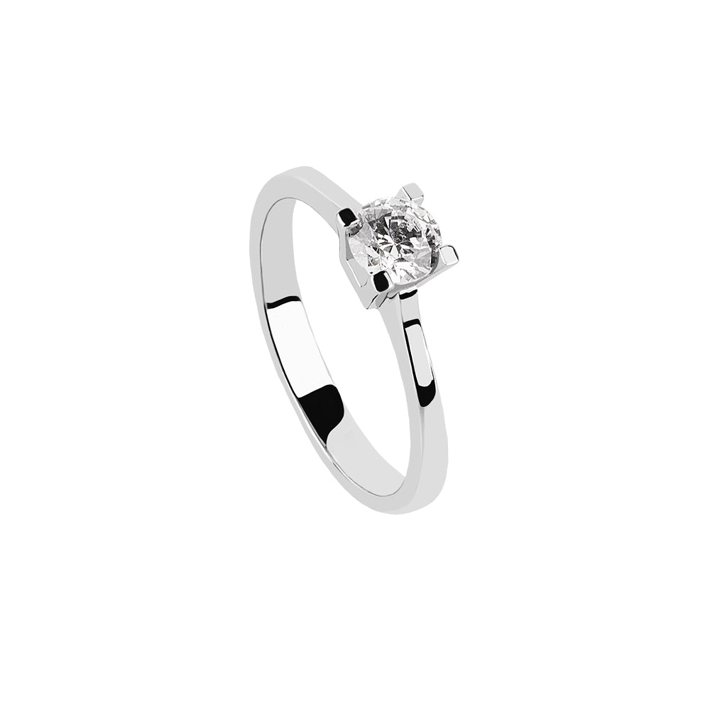 SOLITARIO ORO 18K. BLANCO CON DIAMANTE REF. 5S-050L-18K