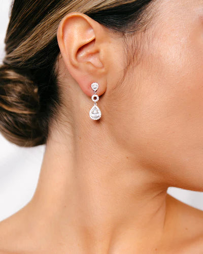 PENDIENTES BRILLIANT CUT EN PLATA DE LEY Y CIRCONITAS EXCELLENCE STAR CUT