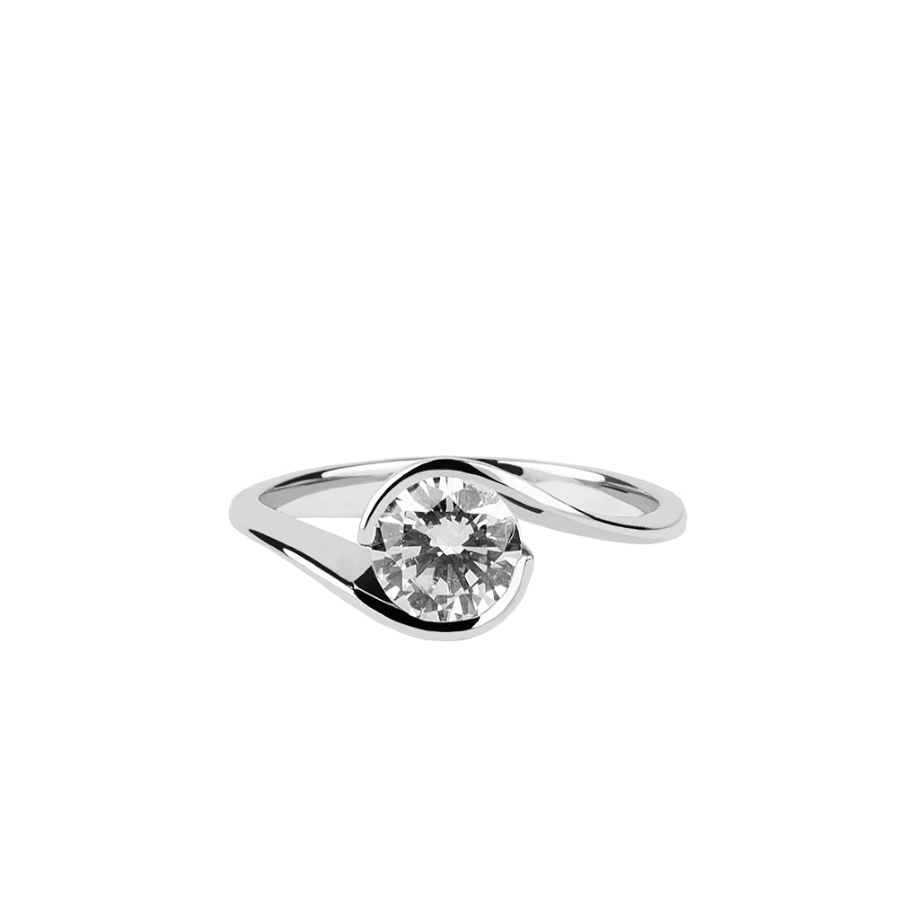 SOLITARIO ORO 18K. BLANCO CON DIAMANTE REF. 7S-100L-18K