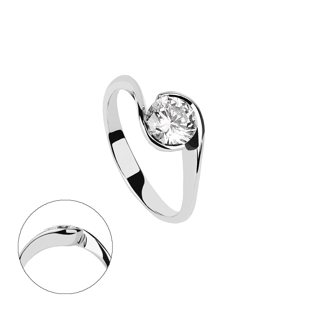 SOLITARIO ORO 18K. BLANCO CON DIAMANTE REF. 7S-100L-18K