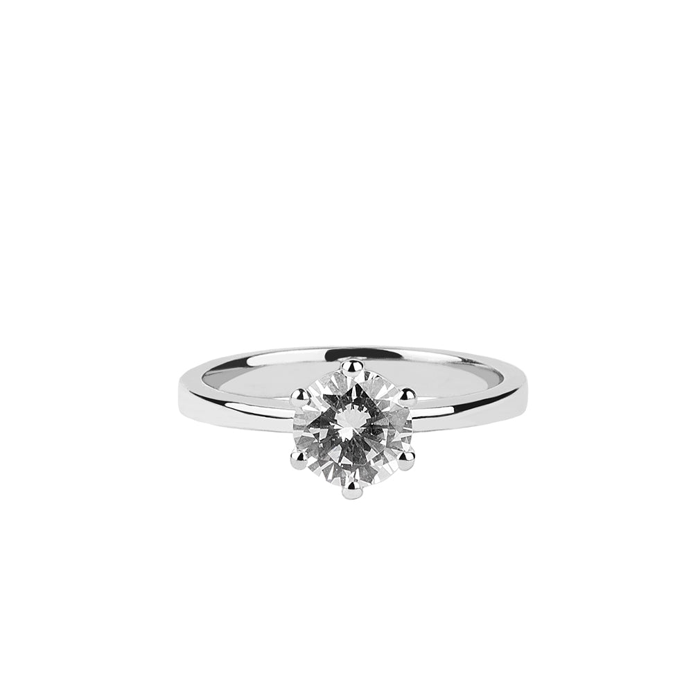 SOLITARIO ORO 18K. BLANCO CON DIAMANTE REF. 8S-100L-18K
