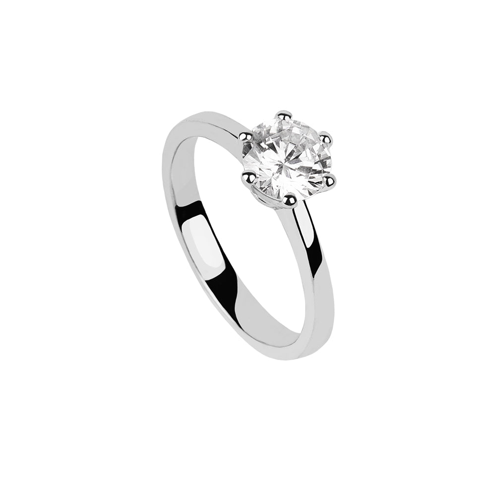 SOLITARIO ORO 18K. BLANCO CON DIAMANTE REF. 8S-100L-18K