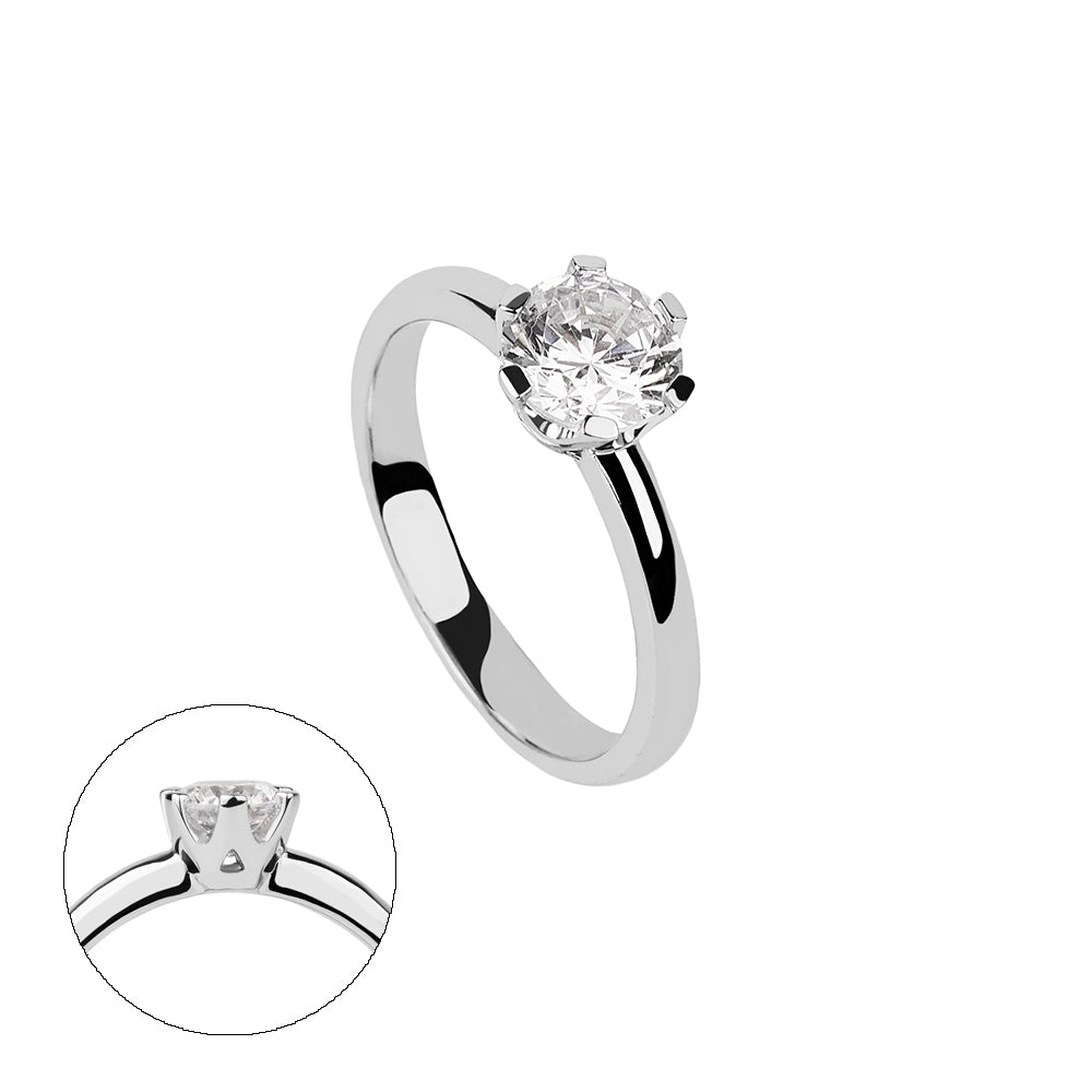 SOLITARIO ORO 18K. BLANCO CON DIAMANTE REF. 8S-100L-18K