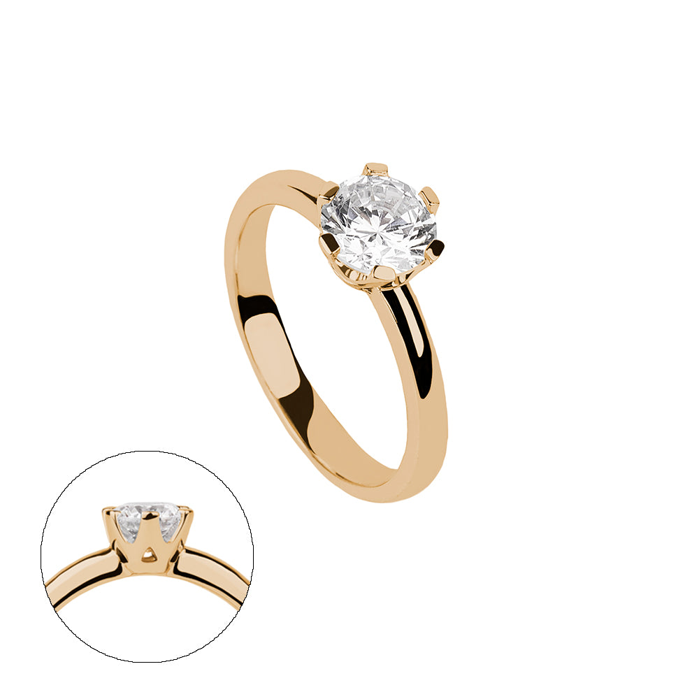 SOLITARIO ORO 18K. BLANCO CON DIAMANTE REF. 8S-100L-18K