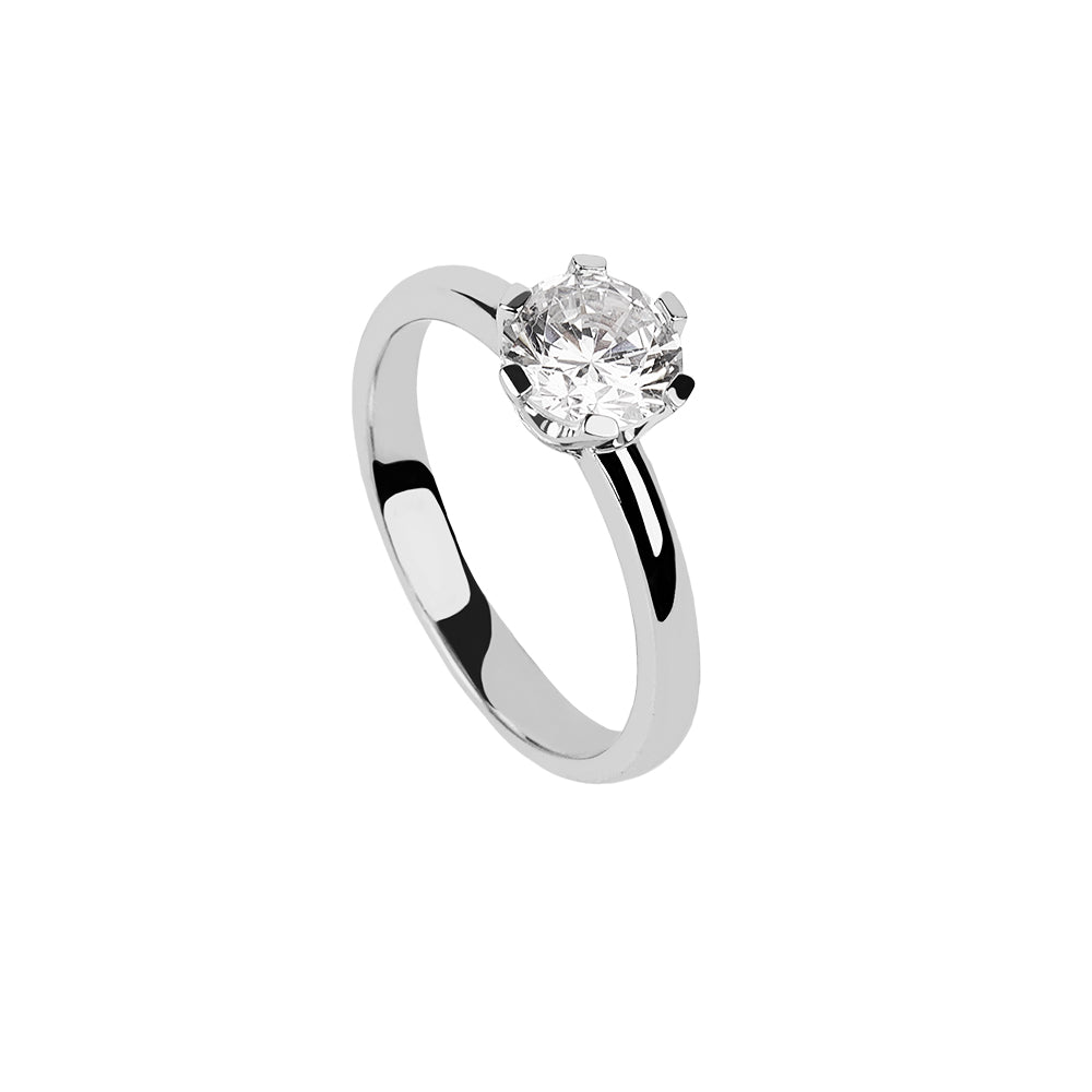 SOLITARIO ORO 18K. BLANCO CON DIAMANTE REF. 9S-100L-18K