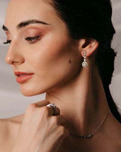 PENDIENTES BRILLIANT CUT EN PLATA DE LEY Y CIRCONITAS EXCELLENCE STAR CUT