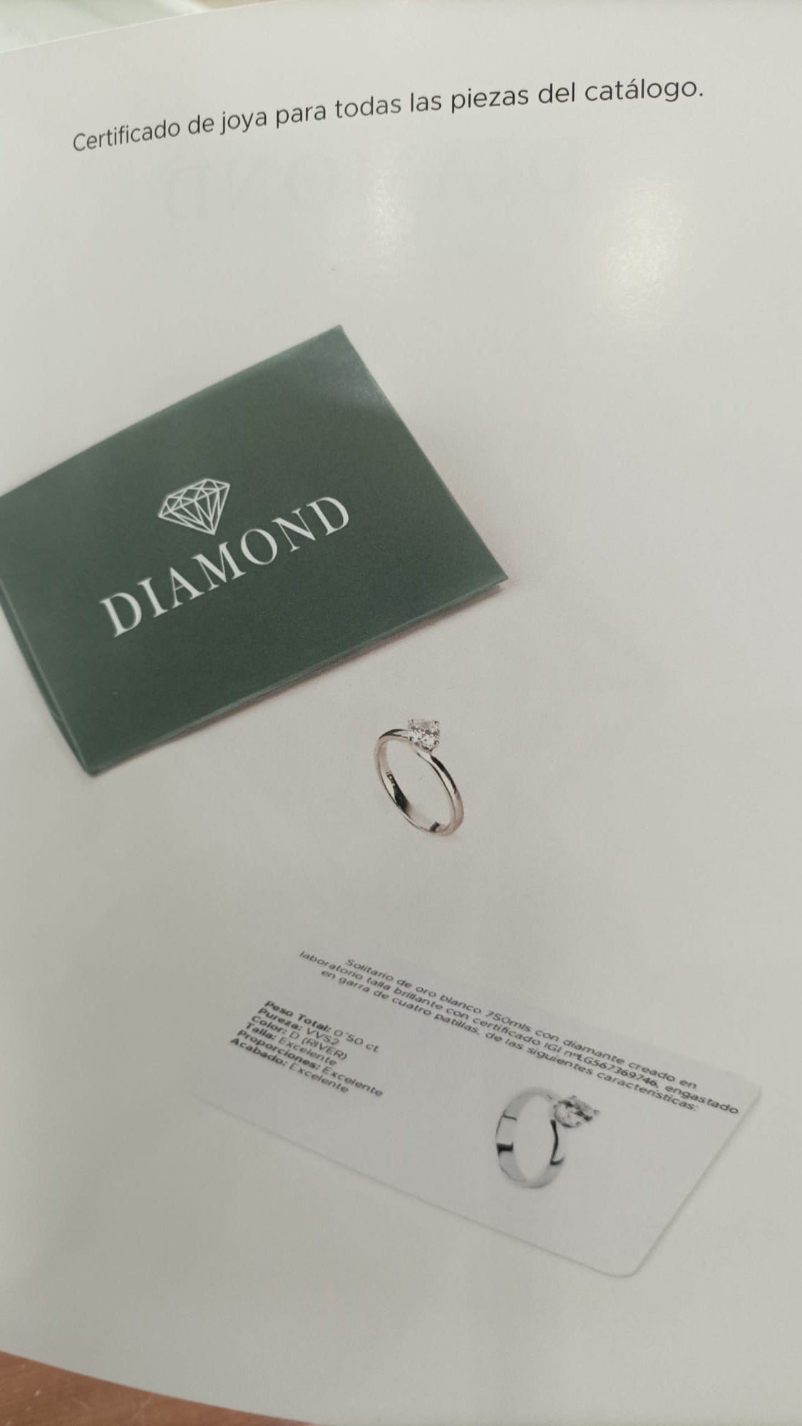 SOLITARIO ORO 18K. BLANCO CON DIAMANTE REF. 1S-050L-18K