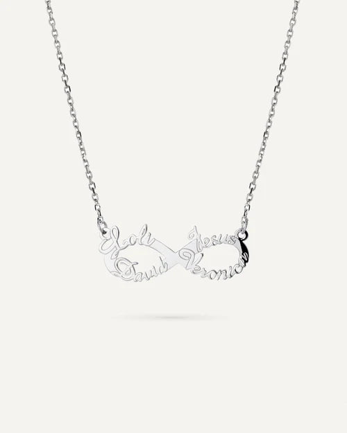 COLLAR INFINITO PERSONALIZADO CON NOMBRES EN PLATA DE LEY