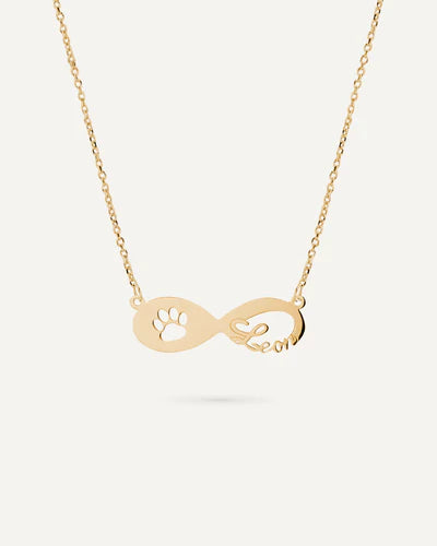 COLLAR INFINITO CON HUELLA DE MASCOTA EN PLATA DE LEY