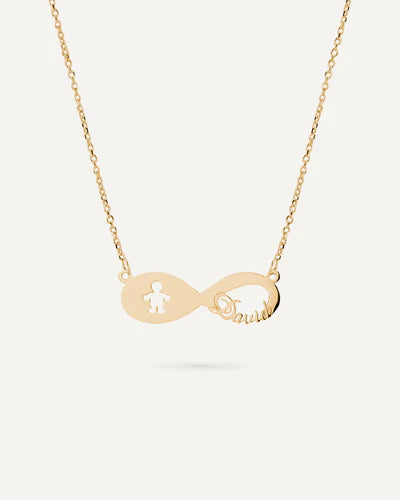 COLLAR INFINITO PERSONALIZADO CON NIÑO EN PLATA DE LEY