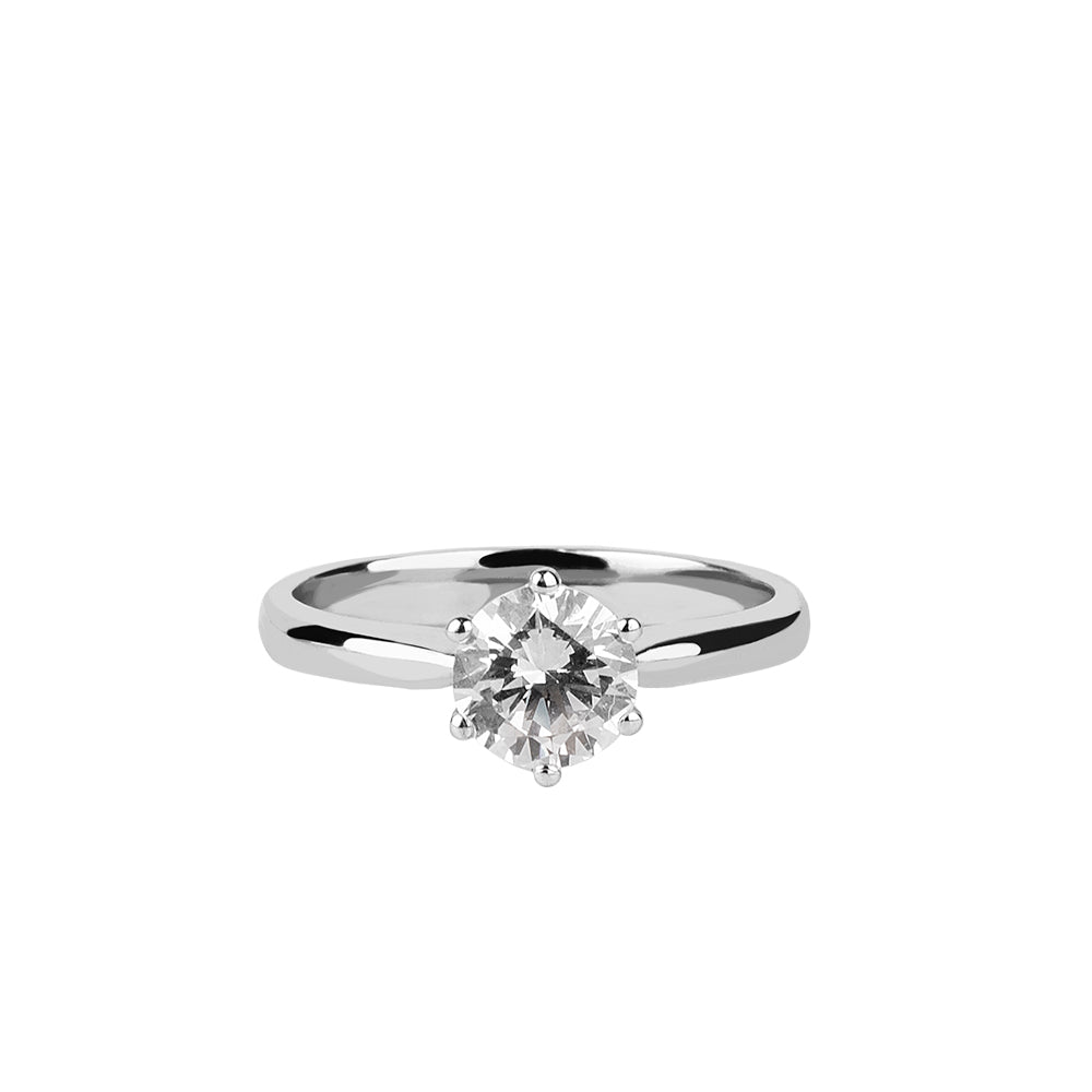 SOLITARIO ORO 18K. BLANCO CON DIAMANTE REF. 10S-100L-18K