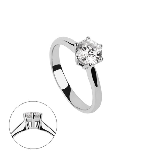SOLITARIO ORO 18K. BLANCO CON DIAMANTE REF. 10S-100L-18K