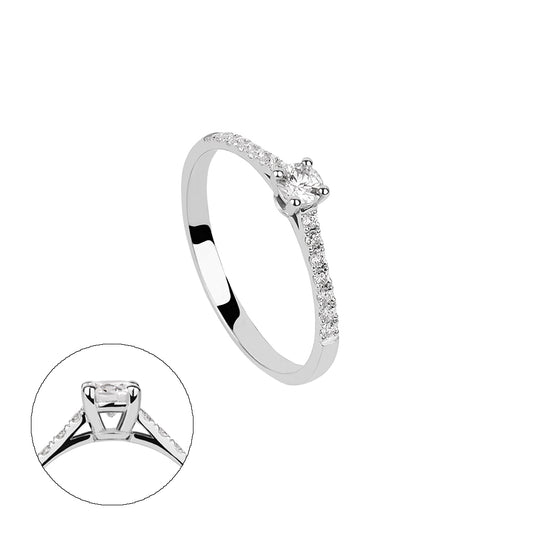 SOLITARIO ORO 18K. BLANCO CON DIAMANTES REF. 11S-015L-18K
