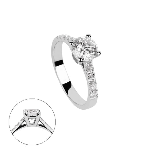 SOLITARIO ORO 18K. BLANCO CON DIAMANTE REF. 11S-100L-18K