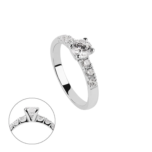 SOLITARIO ORO 18K. BLANCO CON DIAMANTE REF. 12S-050-18K
