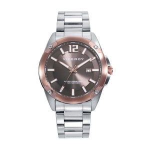 PACK RELOJ CON PULSERA CAJA BICOLOR ACERO ROSA CON MOVIMIENTO DE CUARZO