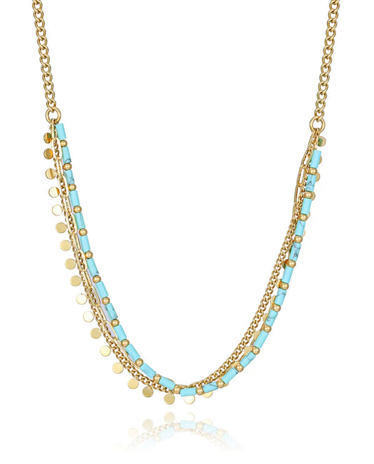 COLLAR VICEROY DE ACERO DORADO Y PIEDRA NATURAL. Ref 14164C01014