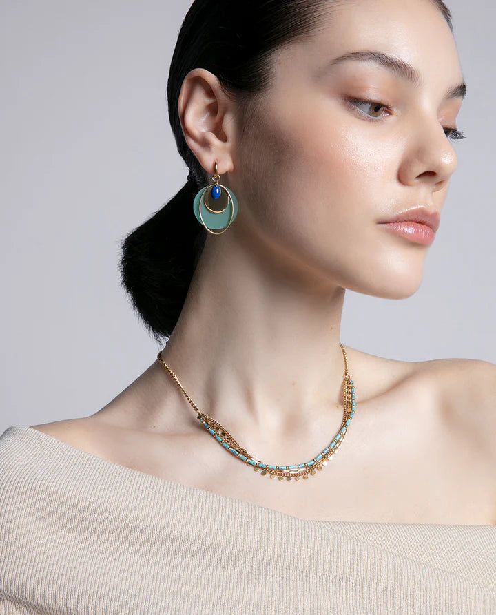 COLLAR VICEROY DE ACERO DORADO Y PIEDRA NATURAL. Ref 14164C01014